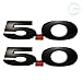 5.0 Liter Matte Black Emblems Ford Mustang F150 - Pair