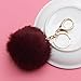 Yingrui 8cm Fluffy Rabbit Fur Ball Charm Key Chain for Car Key Ring or Bag (Wine Red)