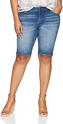 SLINK Jeans Women's Plus Size Birdy Classic Bermuda, Blue, 16