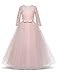 Long Ball Gown Dresses for Girls 8 9 Blush Wedding Celebration Party Dresses Long Sleeve 8T A-Line Prom Pageant Dresses for Girls 7-16 Floor Full Length Princess Dress for Girls Elegant (Pink 140)