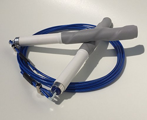 Cyclone Speed Rope (Grey/White/Blue, Athlete Height: 6 2 - 6 7) Best Crossfit Jump Rope For Double Unders  Crossfit Jump Rope Crossfit Speed Rope