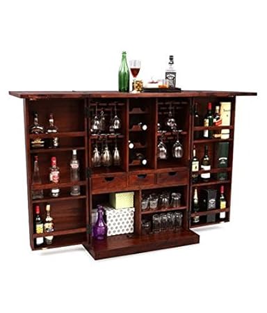 Ringabell Diamond Solid Wood Bar Cabinet (Mahogany Finish)