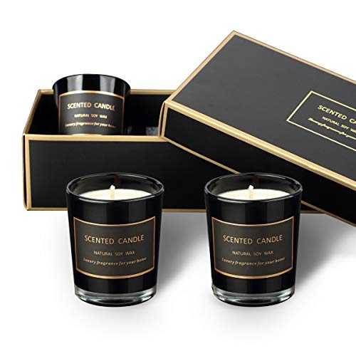 Cafthings Scented Candles Gift Set 3 Pack Black Candles, Premium Matte Black Glass Packaging, Natural Soy Wax, for Stress Relief Home Decor and Aromatherapy(3 Pack)