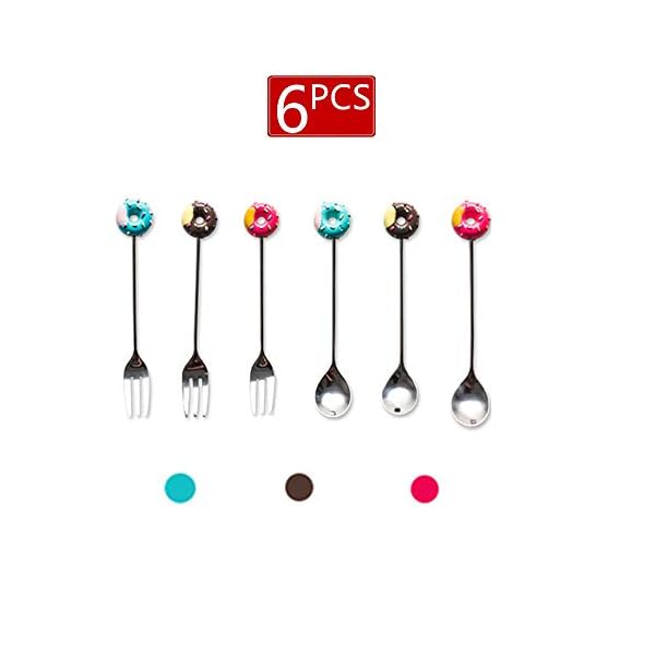 6Pcs-Cutlery-Set-Stainless-Steel-Spoons-and-Forks-Cute-Doughnut-Fork-Spoons-Dessert-Spoon-Forks-Multi-Functional-Kitchen-Tools-Set-Kids-Tableware-for-Wedding-Party-Tea-Dinner-Server 6Pcs Cutlery Set Stainless Steel Spoons and Forks Cute Doughnut Fork Spoons Dessert Spoon Forks Multi-Functional Kitchen…