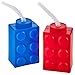 Building Blocks Cups with Straw & Lid - (Pack of 4) Reusable Brick Party Kids Cup for Block Birthday Party Supplies and Favors