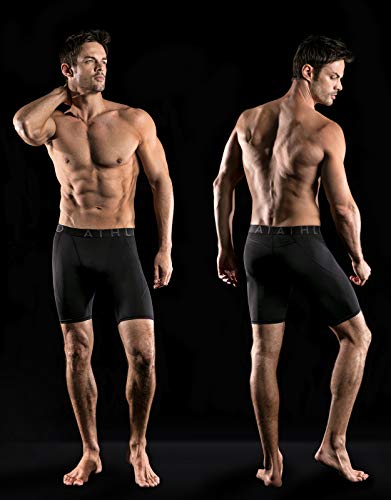 ATHLIO Men's Cool Dry Compression Active Sports Baselayer Shorts, 3pack(bsp06) - Black/Black/Black, Large - Thumbnail 7