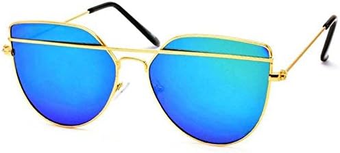 Cockscomb | New Design Cat Eye Style Sunglass Golden Frame And Blue, Orange, Silver Mercury Sunglass UV400 - UV