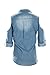 Megan apparel Women's Cut Out Shoulder Roll Up Long Sleeve Washed Denim Shirts Plus Size