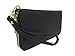 Women's Single Zip Around PVC Leather Wristlet Clutch Organizer Wallet (Black)
