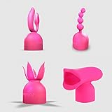 UINO Four Different Style Magic Wand Massager Attachments for Couples to Make Men P-enis Stronger or Massage Women N-ipple -- Stimulate Female C-litoris and V-agina Massager Wand Attachment(4Pcs/Set)