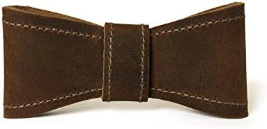 Assist Men's 100% Full Grain Leather Hand Crafted Bow Tie 20.5" Crazy Horse Tan