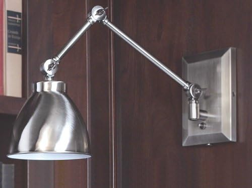 Norwell Lighting 8471-PW-MS Maggie - One Light Swing Arm Wall Sconce, Glass Options: Metal Shade, Choose Finish: PW: Pewter