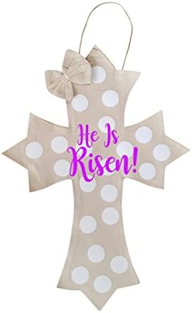 He Is Risen Door Hanger, Easter Decorations, Cross Decor, Multiple Text Colors Available