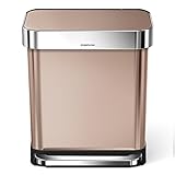 simplehuman 30 Liter / 8 Gallon Stainless Steel Rectangular Kitchen Step Trash Can with Liner Pocket, Rose Gold Stainless Steel