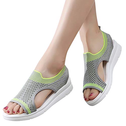 Sandals for Women,Ladies Mesh Platform Wedges Thick Summer Flip Flop Roman Casual Flock Lightweight Walking Shoes