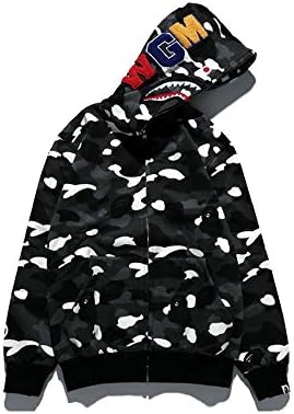 Fashion Shark Zip Hoodie Sweatshirt Men Hoodies Sweatshirt Fashion Casual Coat Outdoor Hip-Hop Funny Tops
