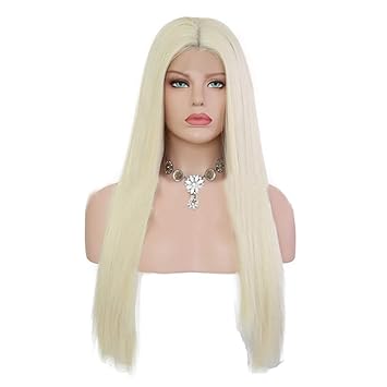 Amazon Com Newness Platinum Blonde Synthetic Lace Front Wigs For