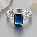 Psiroy 925 Sterling Silver Plated Emerald Cut Created Blue Sapphire Filled Anniversary Ring Size 8