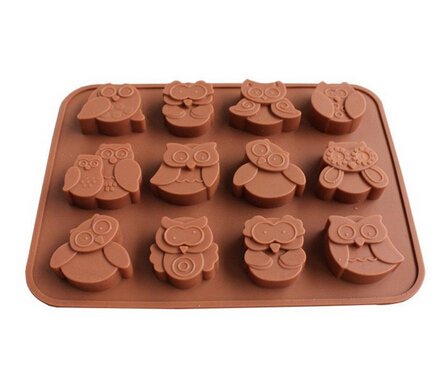 image for BestEquip 12 Owls Silicone Cake Bread Chocolate Jelly Candy Baking Mou