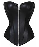 BSLINGERIE® Womens Faux Leather Zipper Front Bustier Corset Top