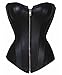 BSLINGERIE Womens Faux Leather Zipper Front Bustier Corset Top