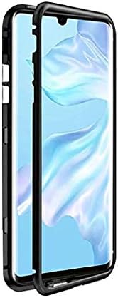 Livix™ Magnetic Adsorption Metal Bumper Tempered Glass Clear Shockproof Full Cover Case for Huawei P30 Pro (Black)