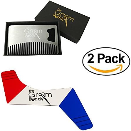 Beard Shaping Tool &amp; Wallet Comb by the Groom Buddy for Men's Facial Hair Hairline Perfect Symmetric Lines and Trims for Men and Beard Comb Tools for a Gentleman's Mustache Goatee Side Burns