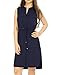 Allegra K Women's Sleeveless Drawstring Tie Waist Dress with Pockets Blue M