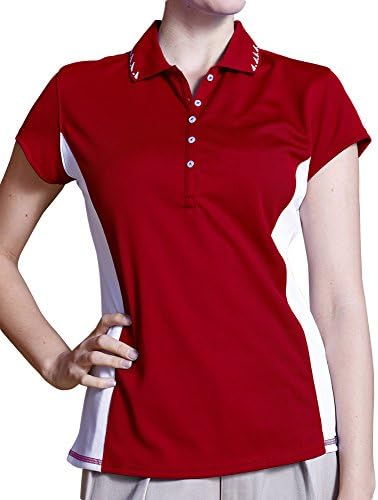 Pro Celebrity Women's Mustang Polo Shirt (Medium, Deep Red &amp; White)