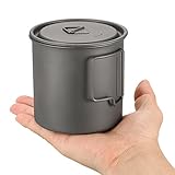 Lixada Camping Cookware Set - Ultralight Titanium Cup Mug - Camping Fry Pan Foldable Handle with Lid and Stuff Sack Titanium Pot