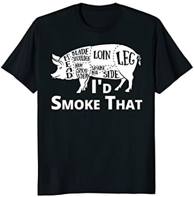 Mens I'd Smoke That Pig Roast BBQ Grill Novelty T-Shirt XL Black