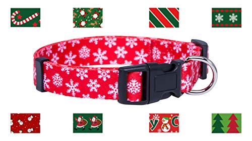 Native Pup Christmas Dog Collar (Medium, Snowflakes)