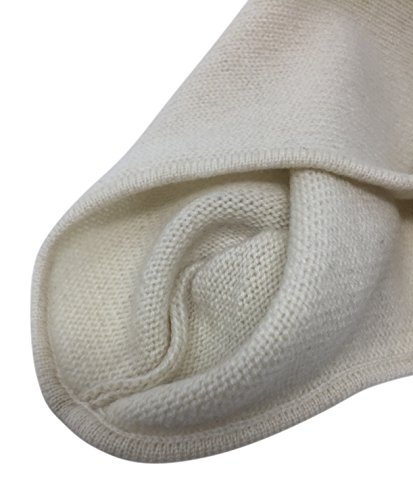 100% Cashmere Baby Hat For Boys & Girls Super Soft Light Weight Premium Knitted Headwear Balaclava Windproof Face And Ear Cover With Gift Bag (Ivory)