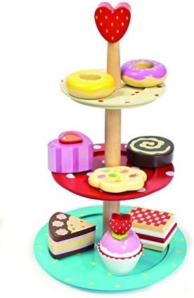 Le Toy Van 3 Tier Cake Stand Set with Wooden Desserts