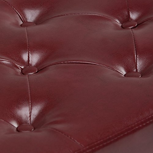 Simpli Home 3AXCOT-239-RRD Hamilton 48 inch Wide Traditional Rectangle Storage Ottoman in Radicchio Red Bonded Leather