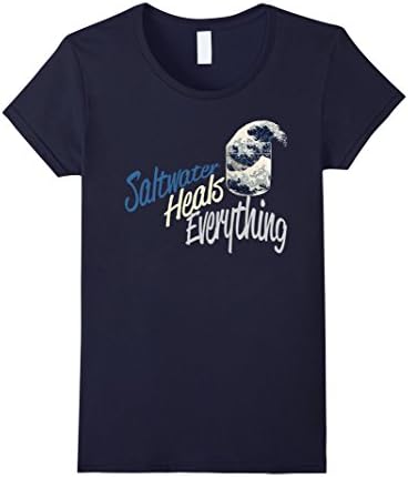 Women's Saltwater Heals Everything Shirt Large Navy