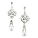 Mariell Vintage Crystal Drop Wedding Bridal Earrings with Glass Pearls - Sterling Silver Plated Filigree