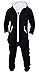 Mens Jumpsuit Non Footed Pajama Unisex One Piece Playsuit Adult Onesie With Hood Black X-Large