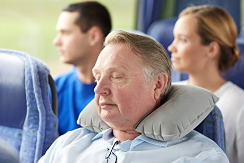 wowje (Tm Travel Pillow Neck Inflatable Pillow Best Airplane Travel Head Neck Support Comfort Sleeping Relaxation - Support - Rest (PVC Inside Velvet Outside)