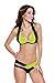 roswear Women's Padded Color Block Push Up Bikini Swimsuits Neon Yellow XXX-Large