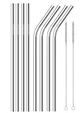 FRIFA 10.5 Inch Extra Long Reusable Stainless Steel Drinking Straws, Set of 8 with 2 cleaning brushes- FDA Approved, Environmentally Friendly