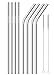 FRIFA 10.5 Inch Extra Long Reusable Stainless Steel Drinking Straws, Set of 8 with 2 cleaning brushes- FDA Approved, Environmentally Friendly