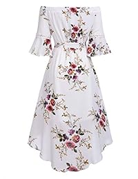 CHICIRIS Corte trompeta 3 4 Mangas Irregular Flor Impresión Vestido Corto