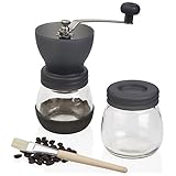 Jumbl Ceramic Coffee Hand Crank Manual Grinder - Adjustable to Different Grind Sizes Includes Brush -Colors May Vary