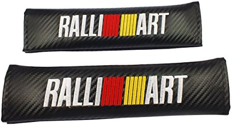 2pcs Sporty Carbon Black Car Seat Safety Belt Strap Covers Shoulder Pad Compatible Use For Mitsubishi Ralliart Car As Decoration Pad