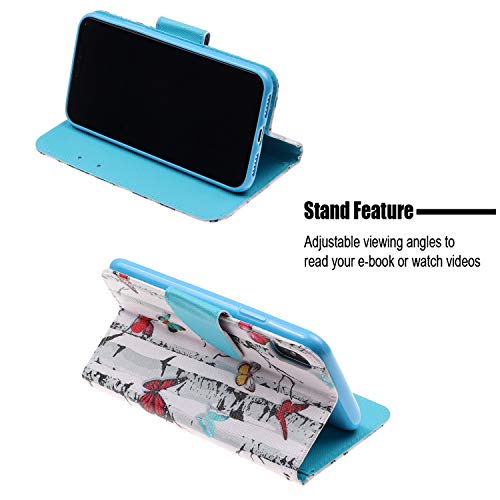 Herzzer Wallet Case for iPhone Xs Max,Strap Leather Case for iPhone Xs Max, Premium Ultra Slim Colorful Butterfly Pattern Magnetic PU Leather Stand Card Slot Cover with Soft Rubber - Thumbnail 6