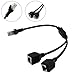 RJ45 Network 1 to 2 Port Ethernet Adapter Splitter,Sprtjoy RJ45 Male to 2 x Female LAN Ethernet Splitter Adapter Cable Compatible with Cat5, Cat5e, Cat6, Cat7 (Black-1 to 2)
