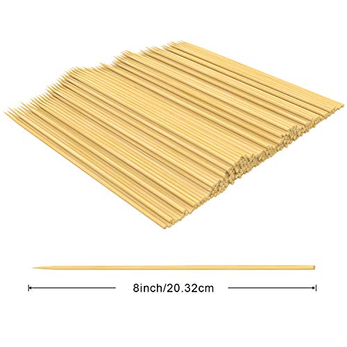 CandyHome Natural Bamboo Skewers for Shish Kabob, BBQ, Appetizer, Vegetables, Cheese, Fruit, Corn and More Food, 8 inch 200 Pcs