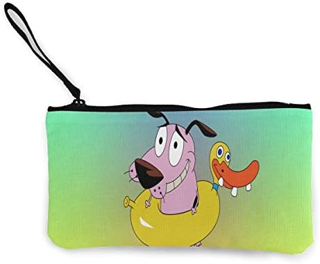 Canvas Coin Purse Cowardly Dog Cartoon Customs Zipper Pouch Wallet For Cash Bank Car Passport