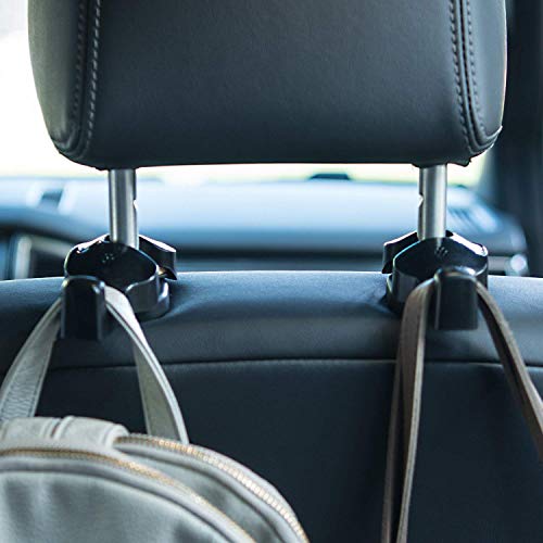 EldHus Black OfsPower 4-Pack, Back Seat Headrest Hook Vehicle Car Storage Organization for Purse Grocery Shopping Bags